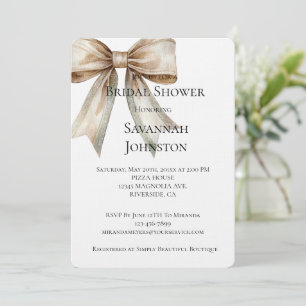 Invitation Champagne Moss Bow Fête des mariées