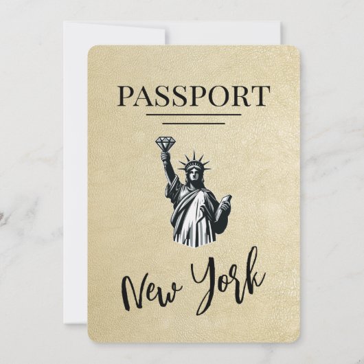 Invitation Champagne New York City Passport Mariage (Dos)