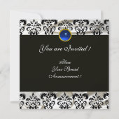 INVITATION CHAMPAGNE NOIR DAMASSÉ MONOGRAMME SAPPHIRE BLEU (Dos)