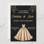 Invitation Champagne & Noir - Elégant mariage Gold Design (Devant)