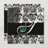 INVITATION CHAMPAGNE NOIR SOIE DAMASSÉE MONOGRAMME SAPPHIRE B (Devant / Derrière)