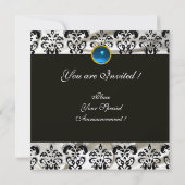 INVITATION CHAMPAGNE NOIR SOIE DAMASSÉE MONOGRAMME SAPPHIRE B (Dos)