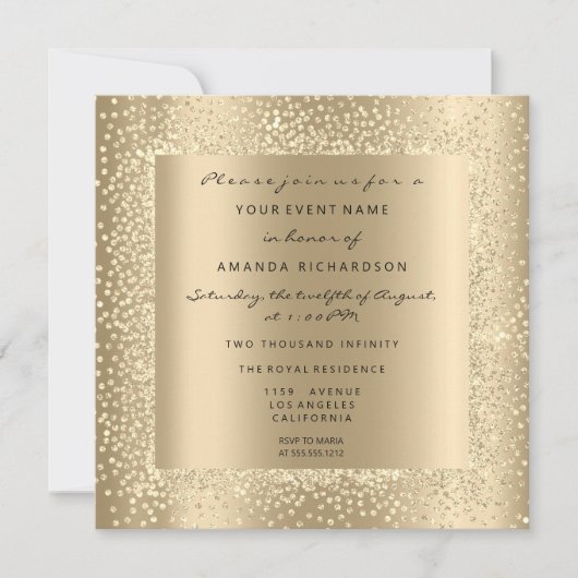 Invitation Champagne Or Minimal Noir Or Sepia Glam (Devant)