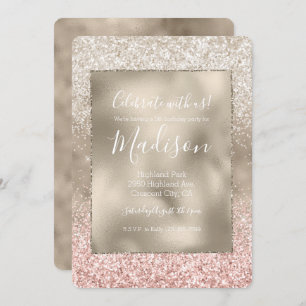 Invitation Champagne Or rose blanc brillant Parties scintilla