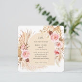 Invitation Champagne Pampas Grass Boho Floral Carré (Debout devant)