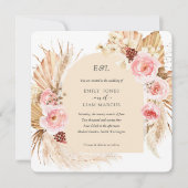 Invitation Champagne Pampas Grass Boho Floral Carré (Devant)