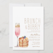 Invitation Champagne Pancake Brunch & Fête des mariées Bubbly (Devant)