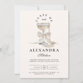 Invitation Champagne Pearl Bow Graduation (Devant)