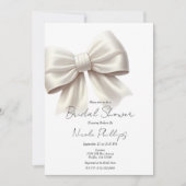 Invitation Champagne Pearl Ivory White Bow Fête des mariées (Devant)