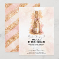 Champagne pétillant et paillettes dorées 21 Annive