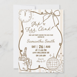 Invitation Champagne Pétillant, Tintement, Fête du Nouvel An