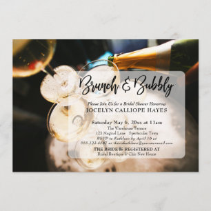 Invitation Champagne Photo Brunch & Bubbly Écriture manuscrit