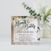 Invitation Champagne Photo Brunch & Bubbly Écriture manuscrit (Debout devant)