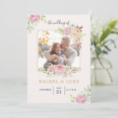 Invitation Champagne PHOTO Floral Style Mariage (Debout devant)