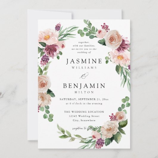 Invitation Champagne & Pink Floral 4 (Devant)