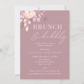 Invitation Champagne Pink Floral Bridal Brunch et Bubbly (Devant)