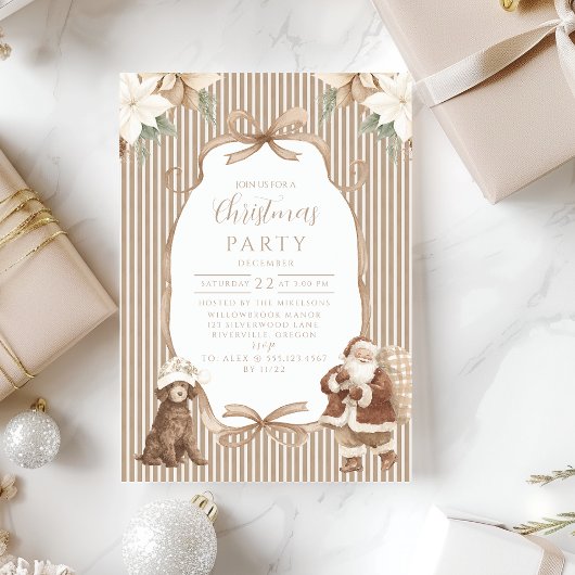 Invitation Champagne Poinsettia Christmas