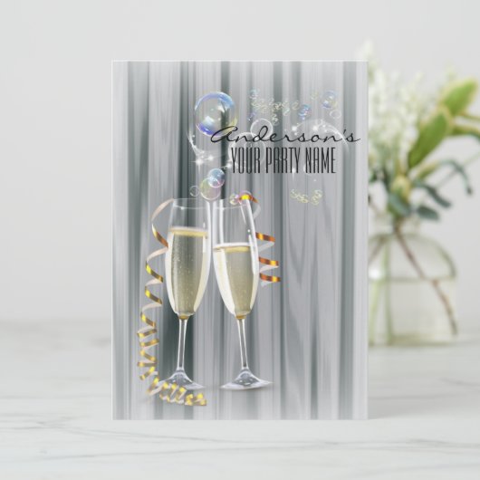 Invitation Champagne Pop Fizz Clink (Debout devant)