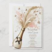 Invitation Champagne Pop Wedding shower Blush et or (Devant)