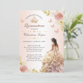 Invitation Champagne Princesse Robe Quinceañera Anniversaire (Debout devant)