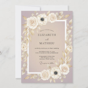 Invitation Champagne Ranunculus Mauve Poussiéreux Eucalyptus