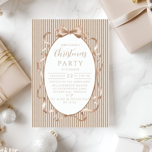 Invitation Champagne Ribbon Christmas