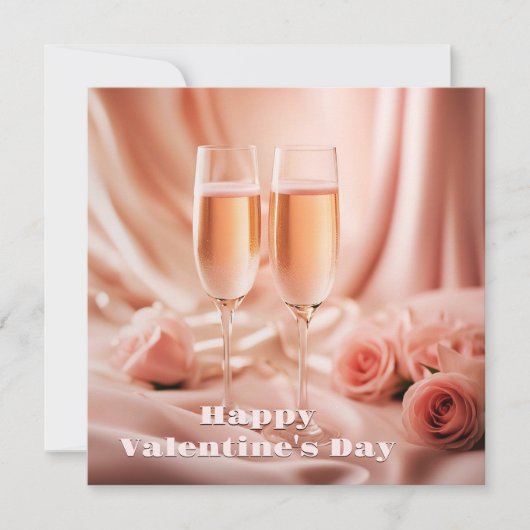Invitation Champagne romantique et Heureuse Sainte-Valentin R (Devant)