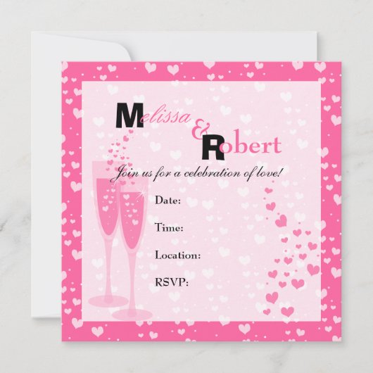 Invitation Champagne rose ! (Devant)