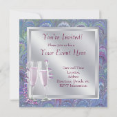 Invitation Champagne rose argenté violet rose femme nuit (Dos)