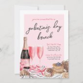 Invitation Champagne rose Brunch Fête de la Saint-Galentin (Devant)