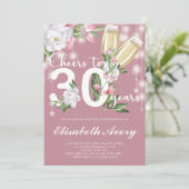 Invitation Champagne rose de luxe Floral 30e anniversaire (Debout devant)