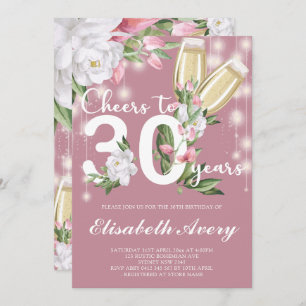 Invitation Champagne rose de luxe Floral 30e anniversaire