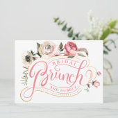 Invitation Champagne rose | Fête des mariées de brunch et bul (Debout devant)