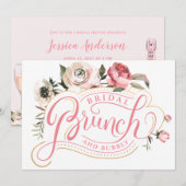 Invitation Champagne rose | Fête des mariées de brunch et bul (Devant / Derrière)