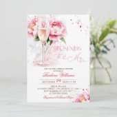 Invitation Champagne rose Fête des mariées florale (Debout devant)