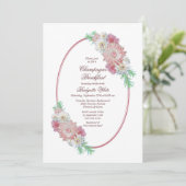 Invitation Champagne Rose Floral Fête des mariées du petit dé (Debout devant)