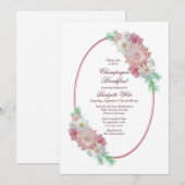 Invitation Champagne Rose Floral Fête des mariées du petit dé (Devant / Derrière)