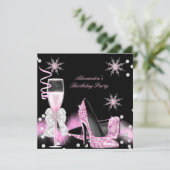 Invitation Champagne Rose Haut talons fête d'anniversaire (Debout devant)