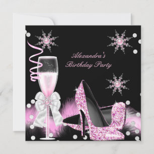 Invitation Champagne Rose Haut talons fête d'anniversaire
