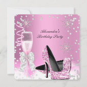 Invitation Champagne rose Haut talons fête d'anniversaire 2 (Devant)