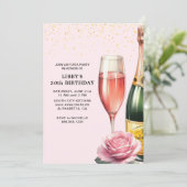 Invitation Champagne rose Mimosa (Debout devant)