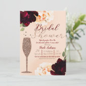 Invitation Champagne Rose Or Pêche Fête des mariées Florale (Debout devant)