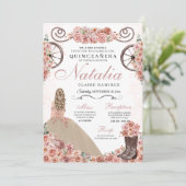 Invitation Champagne Rose Ranchero Princesse Robe Quinceanera (Debout devant)
