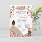 Invitation Champagne Rose Ranchero Princesse Robe Quinceanera (Debout devant)