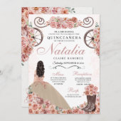 Invitation Champagne Rose Ranchero Princesse Robe Quinceanera (Devant / Derrière)