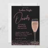 Invitation Champagne rose sur Black Ladies Night Dracks (Devant)