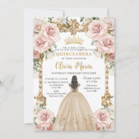 Champagne rose vintage Floral Quinceañera