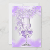 Invitation Champagne Rose violet Fête Florale blanche (Dos)