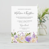 Invitation Champagne Rose violet Rose violet Floral Élégant M (Debout devant)