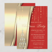 Invitation Champagne, Rouge, Gold Corporate Party (Devant / Derrière)